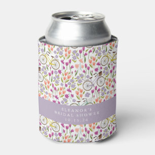 Vintage Boho Bicycle Floral Custom Bridal Shower Can Cooler