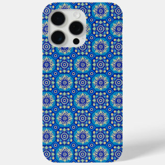 Vintage Boho Blue Floral Pattern iPhone 15 Pro Max Case