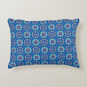 Vintage Boho Blue Floral Pattern Decorative Cushion