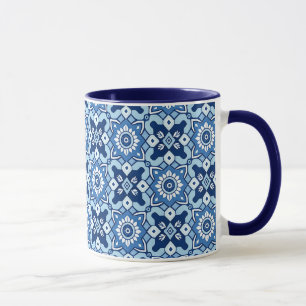 Vintage Boho Blue Floral Pattern Mug