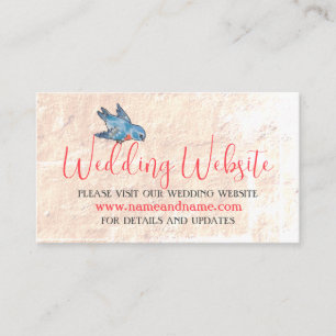 Vintage Boho Blush Pink Floral Wedding Website Enclosure Card