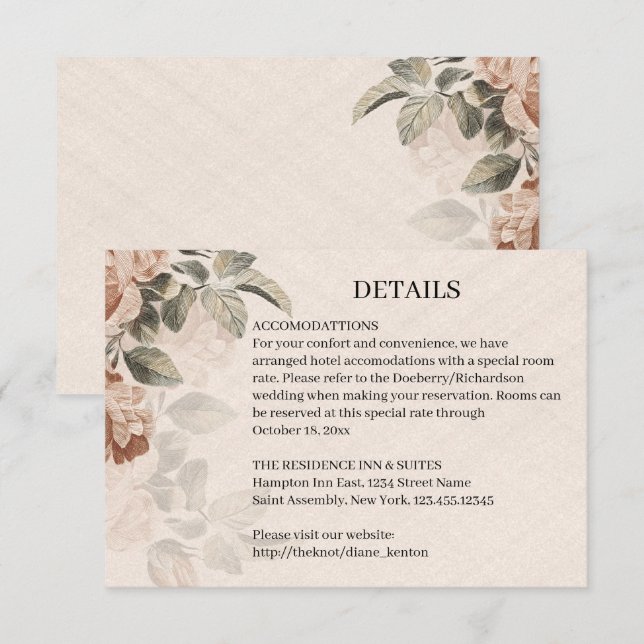 Vintage Boho Botanical Details Rustic Terracotta RSVP Card (Front/Back)