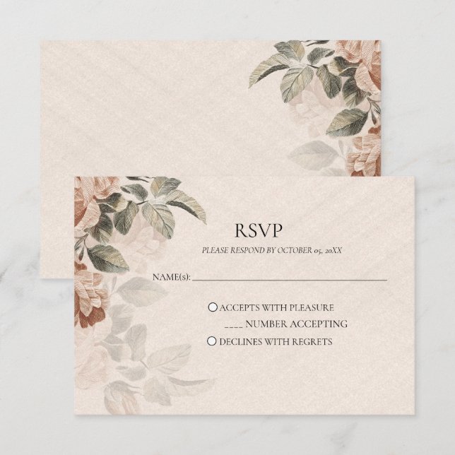 Vintage Boho Botanical RSVP Rustic Terracotta Card (Front/Back)