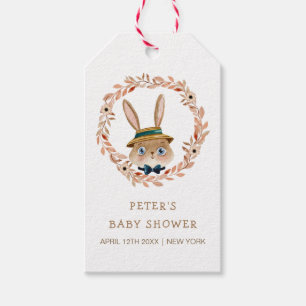 Vintage Boho Bunny Wreath Baby Shower  Gift Tags