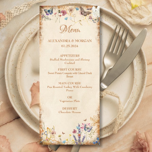 Vintage Boho Butterfly Garden Wedding Menu (Creator Uploaded)