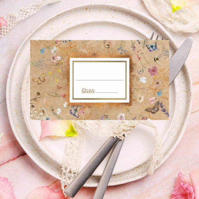 Vintage Boho Butterfly Garden Wedding Place Card (Creator Uploaded)