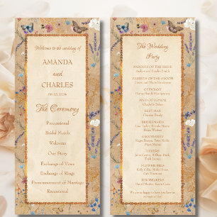 Vintage Boho Butterfly Garden Wedding Program Programme
