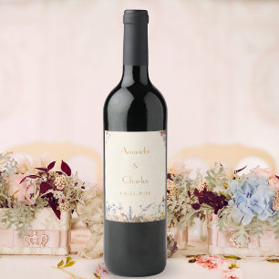 Vintage Boho Butterfly Garden Wedding Wine Label