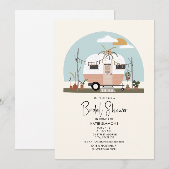 Vintage Boho Camper Bridal Shower Invitation (Front/Back)