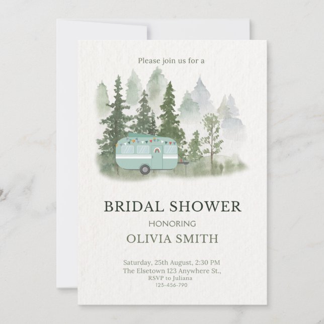 Vintage Boho Camper Bridal Shower Invitation (Front)