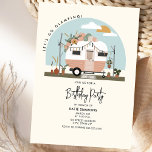 Vintage Boho Camper Glamping Birthday Party Invitation<br><div class="desc">Illustration of a 70s inspired vintage blush pink camper decorated with tassels,  florals,  macrame,  cactus,  pampas,  and potted plants.</div>