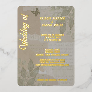 Vintage boho chic greenery wedding monogram gold 