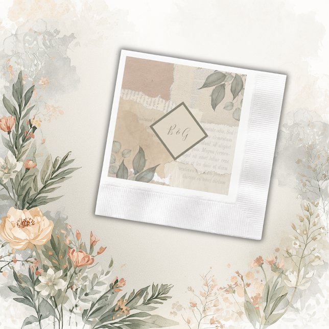 vintage boho chic greenery wedding napkin (Creator Uploaded)