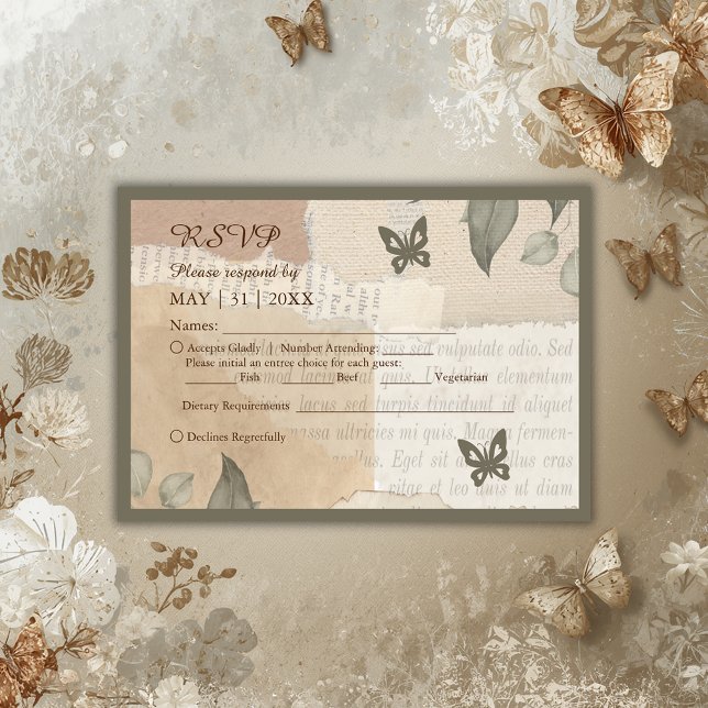 vintage boho chic greenery wedding  RSVP card (Creator Uploaded)