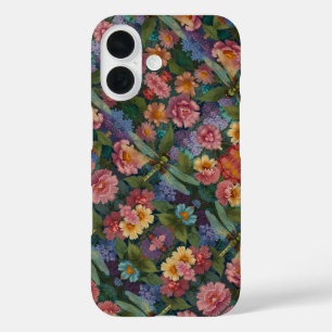 Vintage boho chic pastel floral garden dragonfly  iPhone 16 case