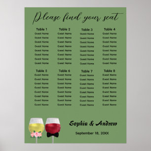 Vintage Boho Couple Wine Wedding Seating Chart