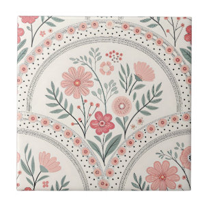 Vintage Boho Floral Botanical Tile