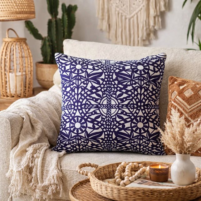 Vintage Boho Floral Customisable Colours Pattern Cushion (Creator Uploaded)