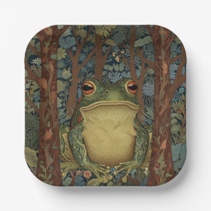 Vintage boho forest frog paper plate