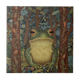 Vintage boho forest frog tile