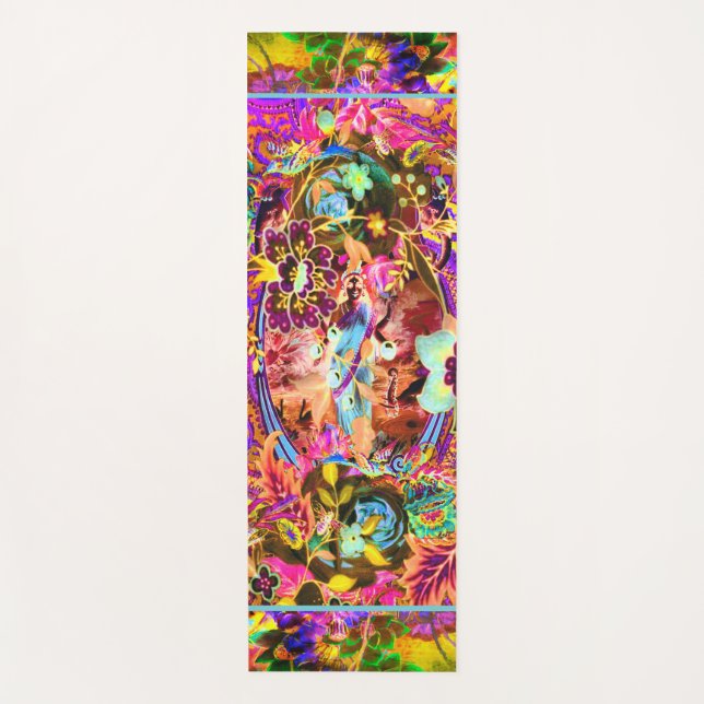 Vintage Boho Goddess Neon Yoga Mat (Front)