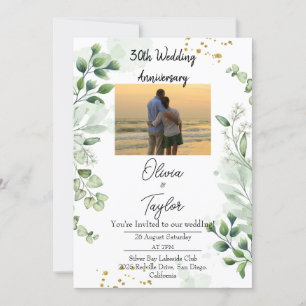 Vintage Boho Greenery Wedding Anniversary  Invitation