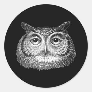 Vintage Boho Owl Design Classic Round Sticker