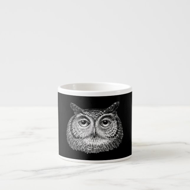 Vintage Boho Owl Design Espresso Cup (Front)