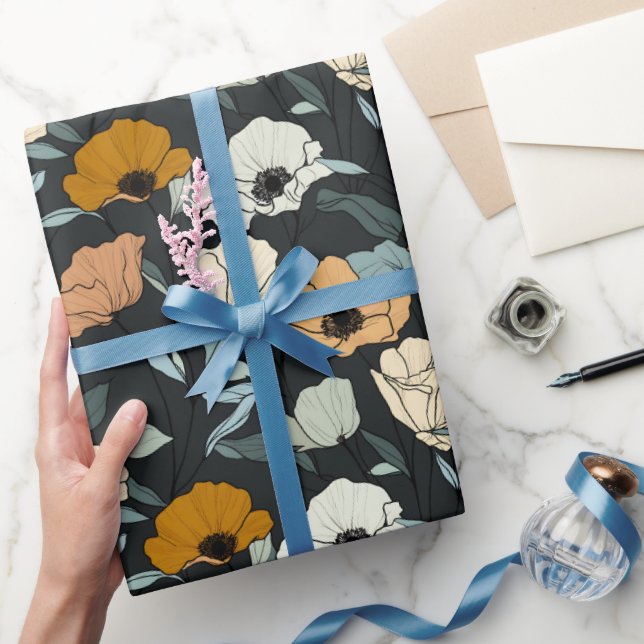 Vintage Boho Poppies Pattern  Wrapping Paper (Gifting)
