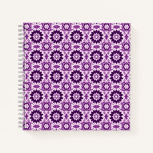 Vintage Boho Purple Geometric Floral Pattern Notebook