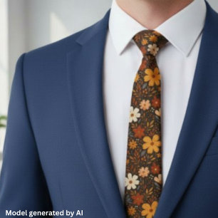 Vintage Boho Retro 70s Floral Tie