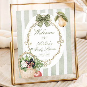Vintage Boho Sage Green Baby Shower Welcome Poster
