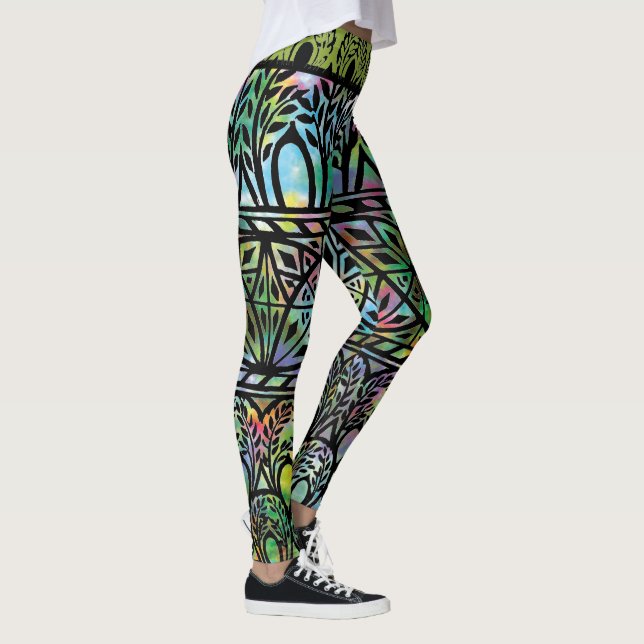 Vintage Boho Stained Glass Pattern Leggings (Right)