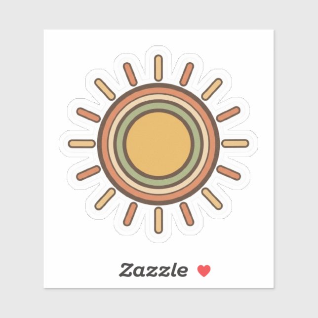 Vintage Boho Sun Sticker – Retro Minimal Earthy  (Sheet)