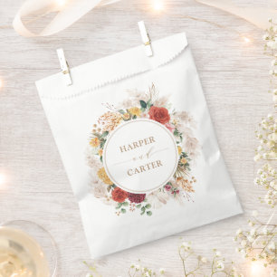 Vintage Boho Tropical Pampas Grass Floral Wedding Favour Bags