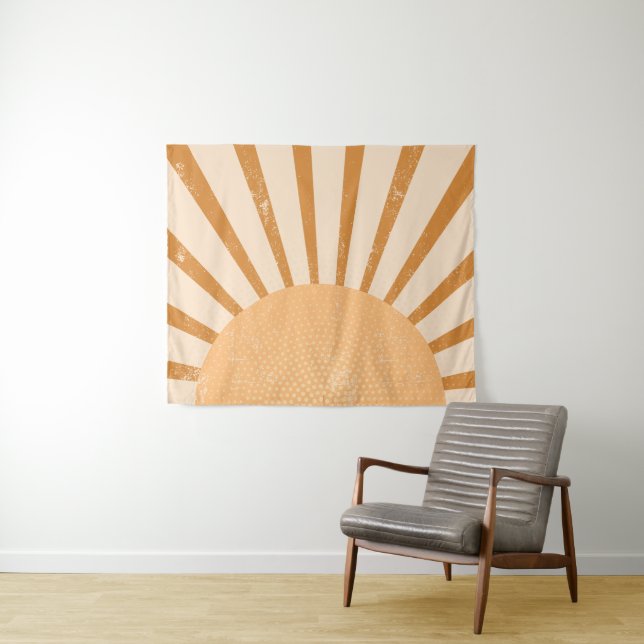Vintage Boho Wall Hanging Retro Rainbow Sunset  Tapestry (In Situ (Horizontal))