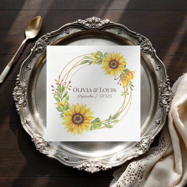 Vintage boho wedding sunflowers romantic  napkin (Creator Uploaded)