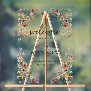 Vintage Boho Wildflower Acrylic Sign