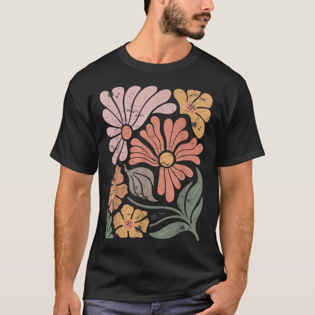 Vintage Boho Wildflower Graphic T-Shirt (Front)