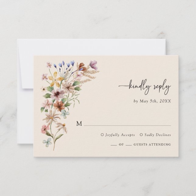 Vintage Boho Wildflower RSVP Card (Front)