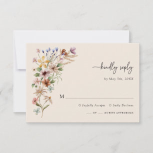 Vintage Boho Wildflower RSVP Card