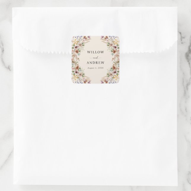 Vintage Boho Wildflower Square Sticker (Bag)
