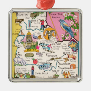 Vintage Boise, Idaho State Map Ornament
