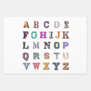  Vintage bold a-z alphabet Wrapping Paper Sheet