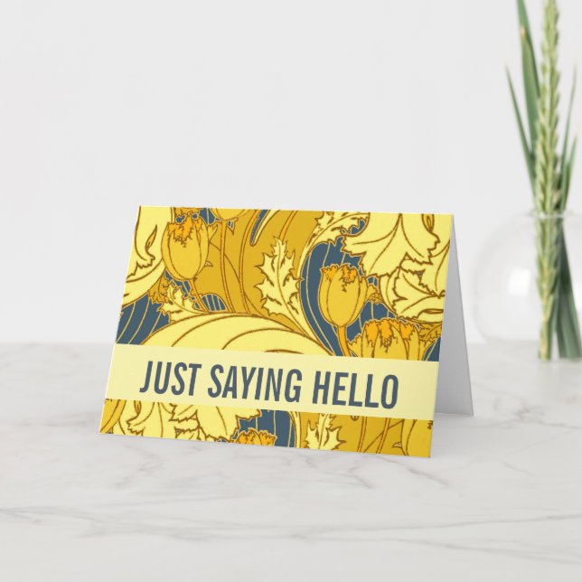 Vintage Bold Tulip Blue Gold Pattern Card (Front)
