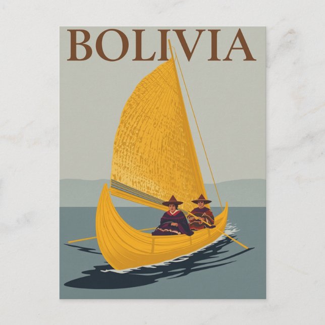 Vintage Bolivia Lake Titicaca Travel Postcard (Front)