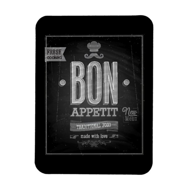 Vintage Bon Appetit Poster - Chalkboard Magnet (Vertical)