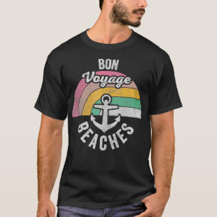 Vintage Bon Voyage Beaches Summer Vacation Boat A T-Shirt