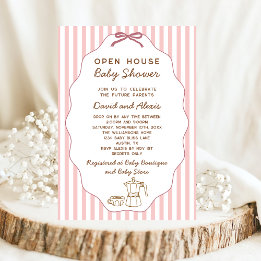 Vintage Bonjour Bebe Open House Girl Baby Shower Invitation