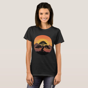 Vintage bonsai tree sunset nature T-Shirt